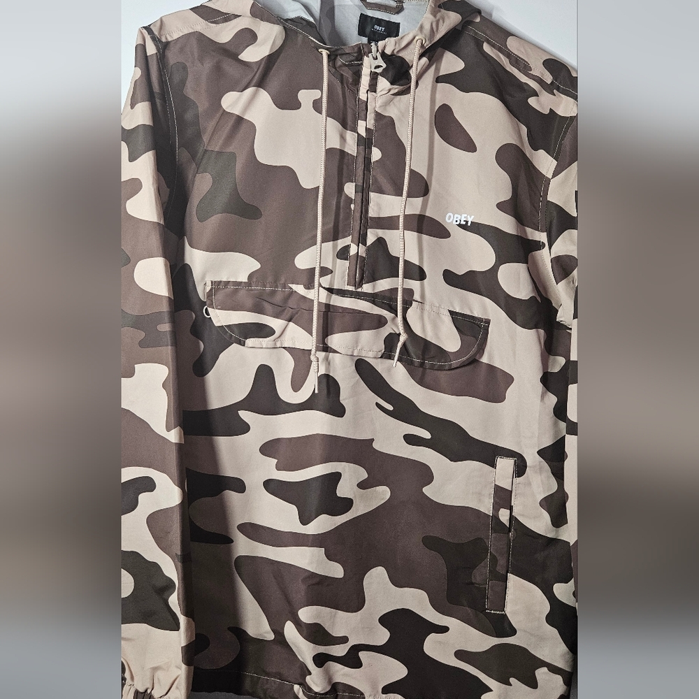 Obey Camouflage Windbreaker Jacket - Brown and Tan